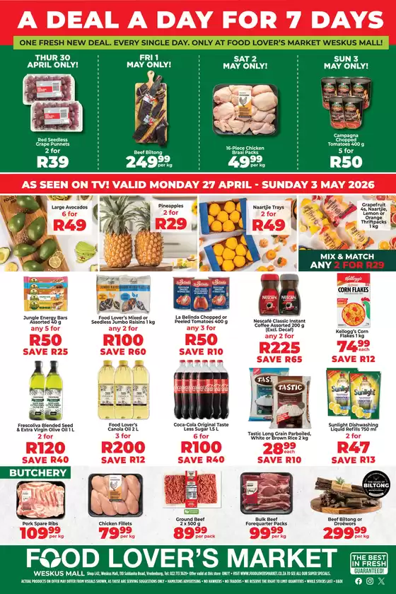 Food Lover's Market catalogue in Ibhayi | Weskus Mall - 7 Day Deals - 27 Apr - 03 May | 2026-04-26T00:00:00.000Z - 2026-05-03T00:00:00.000Z