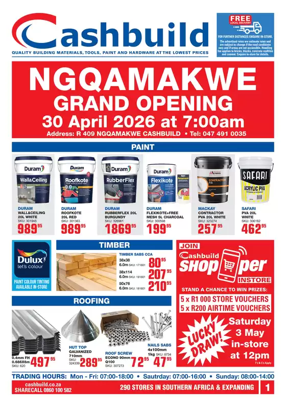 Cashbuild catalogue in Ficksburg | Our best deals for you | 2026-04-30T00:00:00.000Z - 2026-05-03T00:00:00.000Z