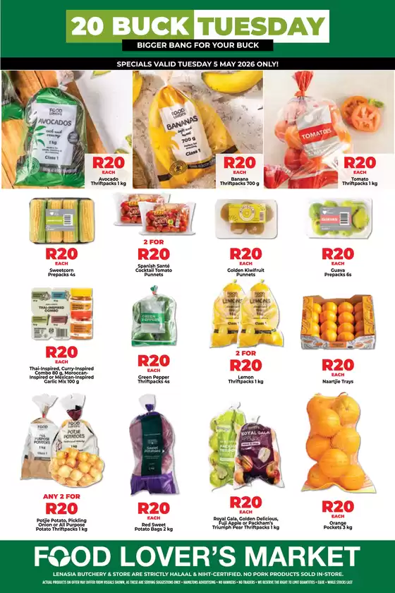 Food Lover's Market catalogue in Harrismith | Inland - R20 Buck Tuesday - 5 May 2026 | 2026-03-16T00:00:00.000Z - 2026-05-05T00:00:00.000Z