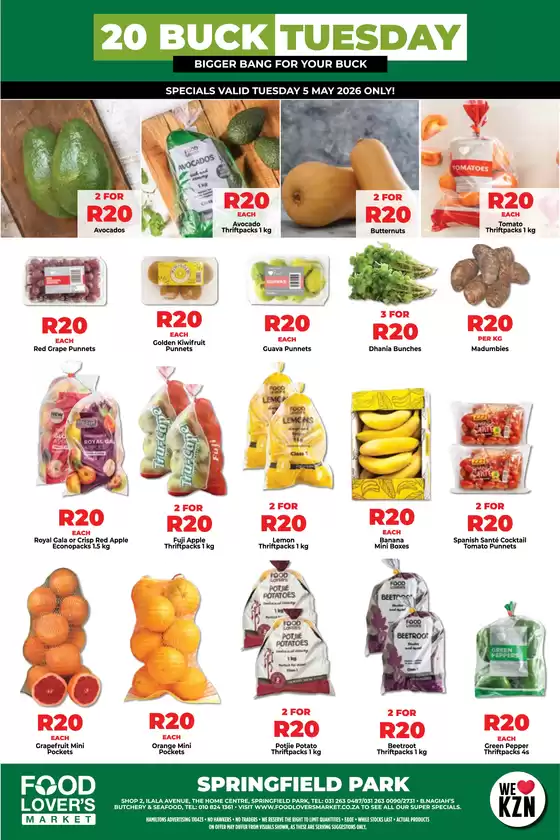 Food Lover's Market catalogue in Harrismith | Springfield - R20 Buck Tuesday - 5 May 2026 | 2026-05-03T00:00:00.000Z - 2026-05-05T00:00:00.000Z