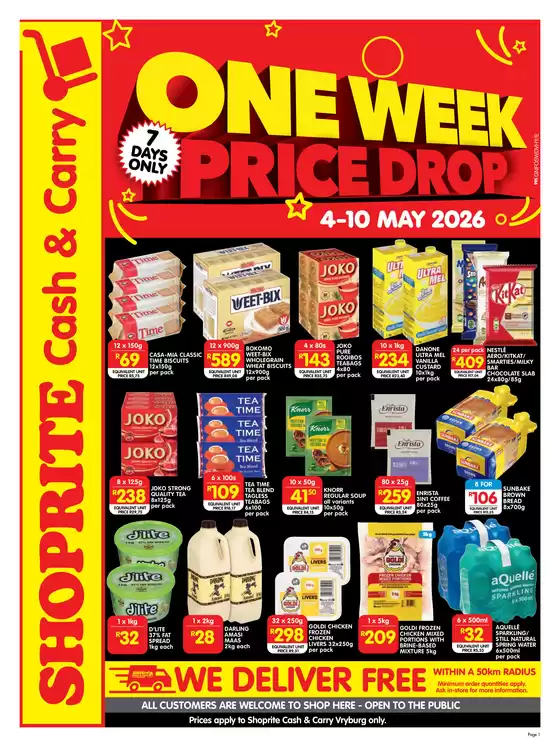 Shoprite catalogue | Shoprite Cash Carry One Week Price Drop Vryburg 4 May - 10 May | 2026-05-04T00:00:00.000Z - 2026-05-10T00:00:00.000Z