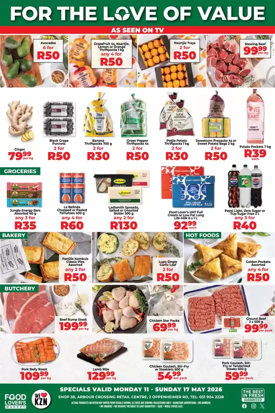 Food Lover's Market catalogue | Arbour Crossing 11 - 17 May 2026 | 2026-05-10T00:00:00.000Z - 2026-05-17T00:00:00.000Z