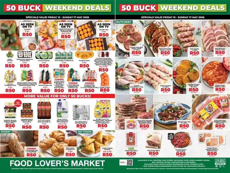 Food Lover's Market catalogue | 50 Buck Weekend -WC 15 -17 May 2026 | 2026-05-14T00:00:00.000Z - 2026-05-17T00:00:00.000Z