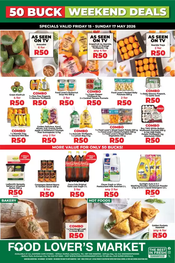 Food Lover's Market catalogue | 50 Buck Weekend - EC 15 -17 May 2026 | 2026-05-14T00:00:00.000Z - 2026-05-17T00:00:00.000Z