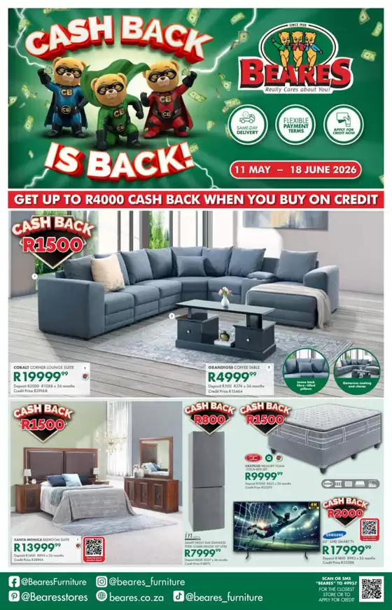 Beares catalogue in Klerksdorp | Cash Back Is Back! | 2026-05-14T00:00:00.000Z - 2026-06-18T00:00:00.000Z