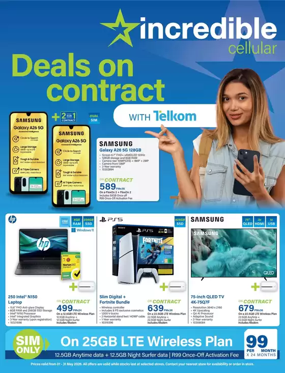 Incredible Connection catalogue in Mitchell's Plain | Deals On Contract With Telkom | 2026-05-14T00:00:00.000Z - 2026-05-31T00:00:00.000Z