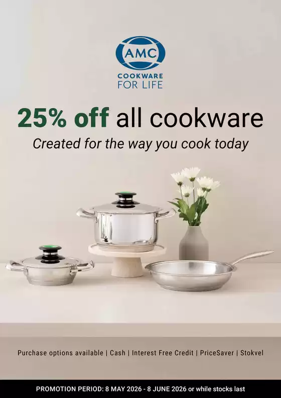 AMC Cookware catalogue in Rayton | 25% off all cookware | 2026-05-14T00:00:00.000Z - 2026-06-08T00:00:00.000Z