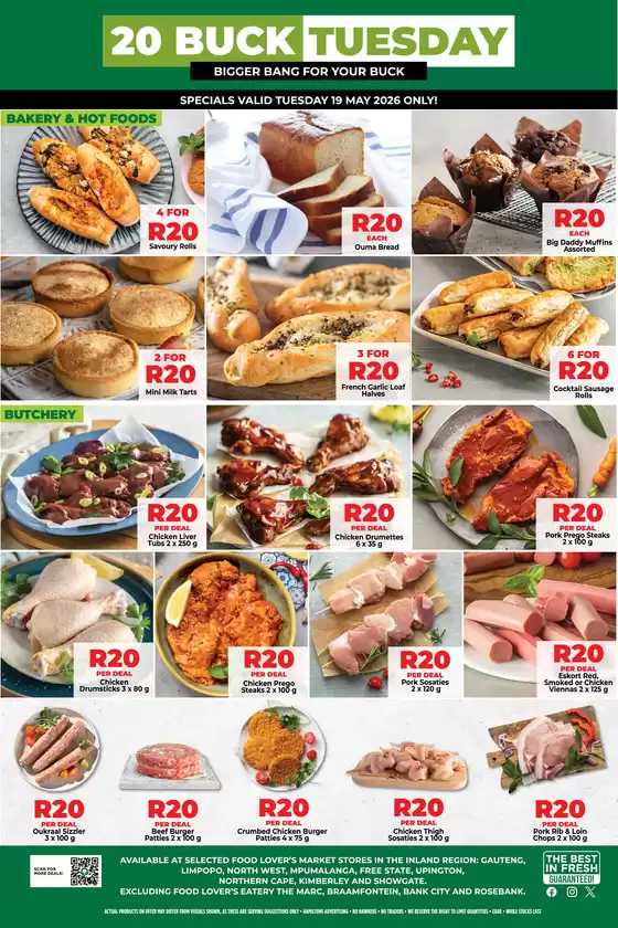 Food Lover's Market catalogue in Centurion | Inland - R20 Buck Tuesday - 19 May 2026 | 2026-05-18T00:00:00.000Z - 2026-05-19T00:00:00.000Z
