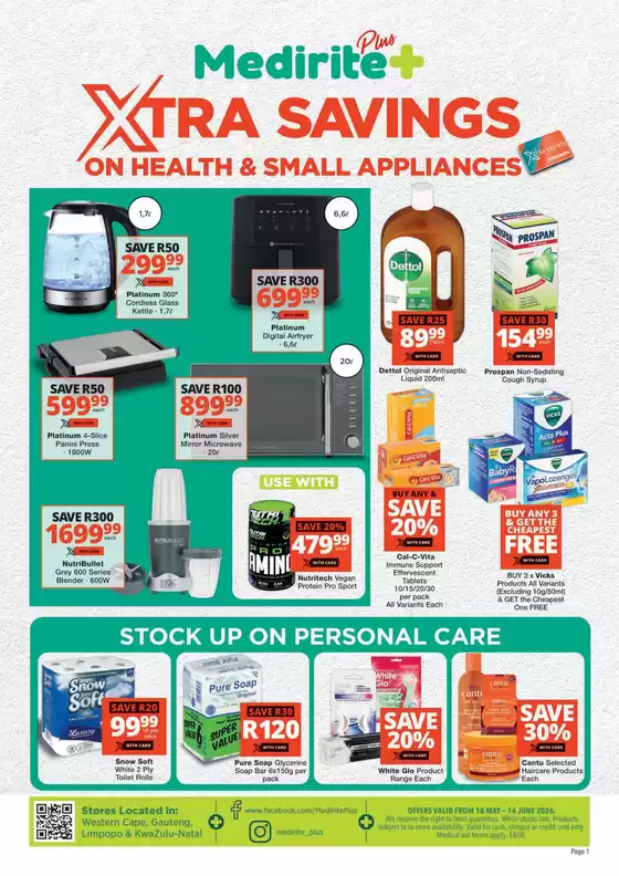 MediRite catalogue in Letsitele | Xtra Savings On Health & Small Appliances | 2026-05-18T00:00:00.000Z - 2026-06-14T00:00:00.000Z