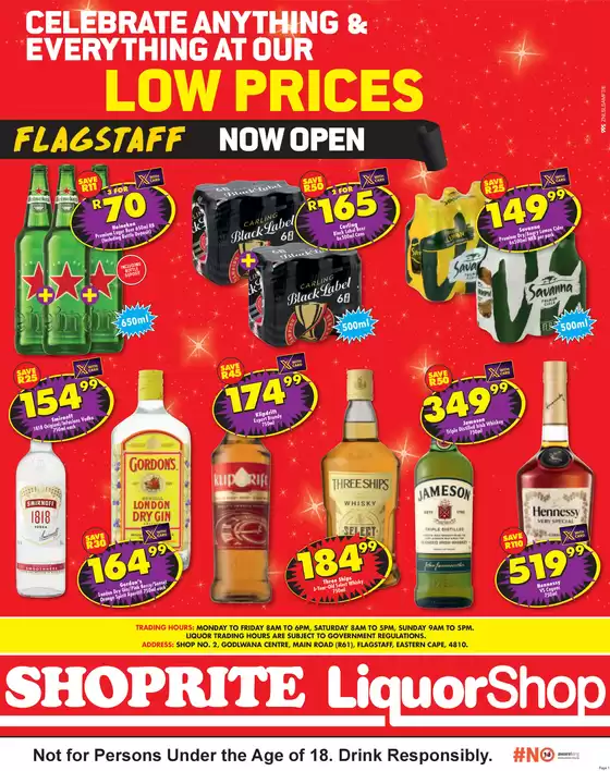 Shoprite LiquorShop catalogue in | Shoprite LiquorShop Deals Store Opening Flagstaff 25 May - 7 June | 2026-05-25T00:00:00.000Z - 2026-06-07T00:00:00.000Z