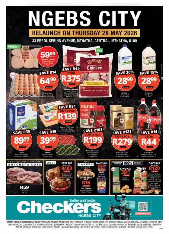Checkers catalogue in Kagiso | Checkers Ngebs City Store Relaunch 28 May | 2026-05-27T00:00:00.000Z - 2026-05-31T00:00:00.000Z