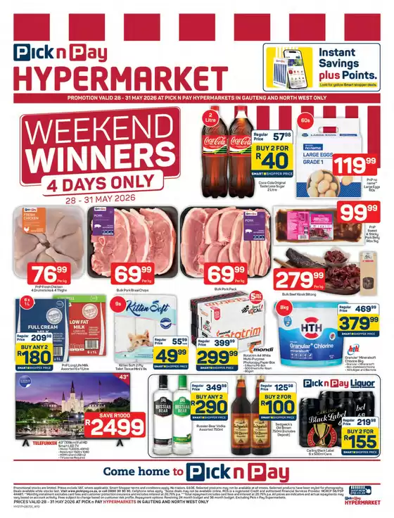 Pick n Pay Hypermarket catalogue in Kagiso | Hypermarket Weekend Specials | 2026-05-28T00:00:00.000Z - 2026-05-31T00:00:00.000Z