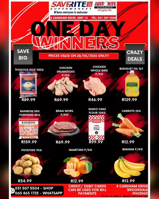 Saverite catalogue in Amanzimtoti | One Day Winners | 2026-05-28T00:00:00.000Z - 2026-05-28T00:00:00.000Z