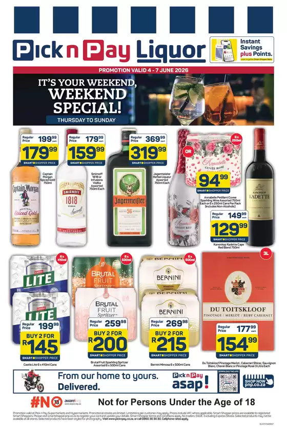 Pick n Pay catalogue in Durban | Pick n Pay Weekend Liquor Specials | 2026-06-04T00:00:00.000Z - 2026-06-07T00:00:00.000Z