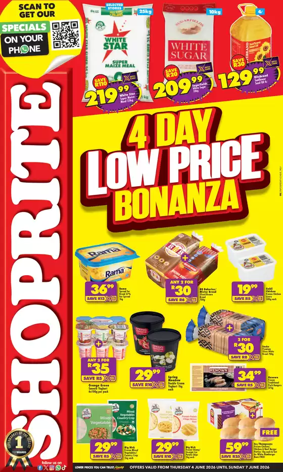Shoprite catalogue | Shoprite Low Price Bonanza KwaZulu-Natal 4 June - 7 June | 2026-06-04T00:00:00.000Z - 2026-06-07T00:00:00.000Z