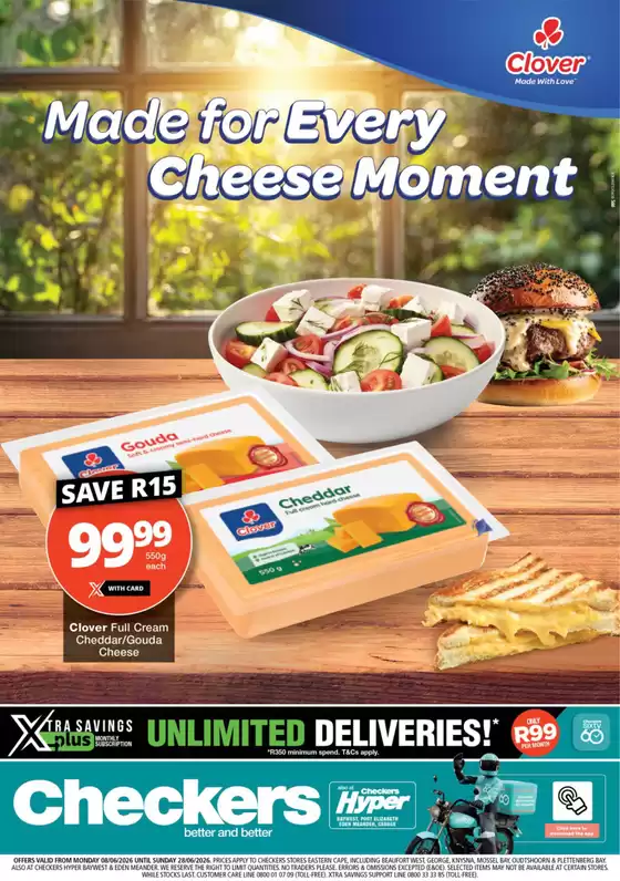 Checkers Hyper catalogue | Checkers Clover Cheese Promotion 8 June | 2026-06-07T00:00:00.000Z - 2026-06-28T00:00:00.000Z