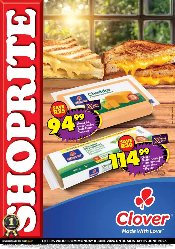 Shoprite catalogue | Shoprite Clover Cheese Savings Eastern Cape 8 June - 29 June | 2026-06-08T00:00:00.000Z - 2026-06-29T00:00:00.000Z