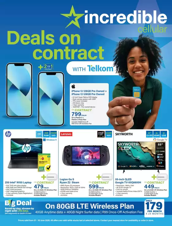 Incredible Connection catalogue | Deals On Contract With Telkom | 2026-06-10T00:00:00.000Z - 2026-06-30T00:00:00.000Z