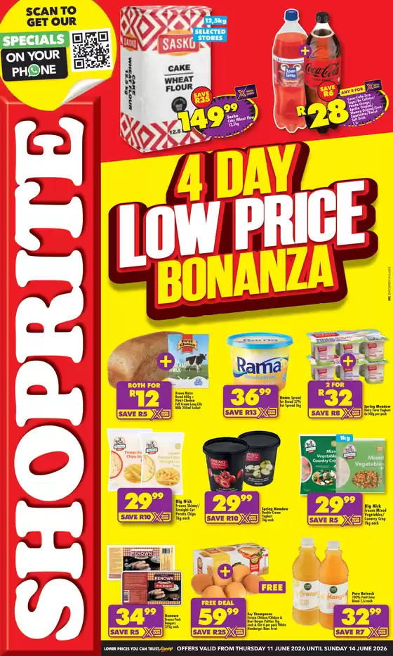 Shoprite catalogue in Standerton | Shoprite Low Price Bonanza KwaZulu-Natal | 2026-06-11T00:00:00.000Z - 2026-06-14T00:00:00.000Z