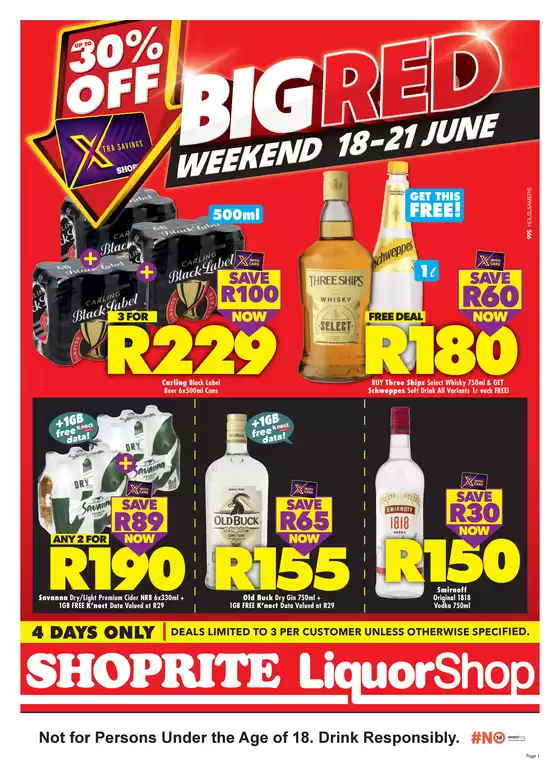 Shoprite LiquorShop catalogue in Phalaborwa | Shoprite LiquorShop Big Red Weekend 18 June - 21 June | 2026-06-18T00:00:00.000Z - 2026-06-21T00:00:00.000Z