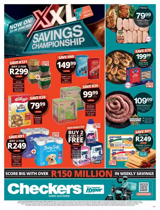 Checkers catalogue | Checkers XXL Savings Promotion Week 3 Gauteng 22 June | 2026-06-21T00:00:00.000Z - 2026-06-28T00:00:00.000Z