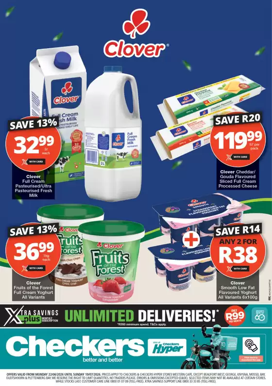 Checkers catalogue in Cape Town | Checkers Clover Promotion 22 June | 2026-06-21T00:00:00.000Z - 2026-07-19T00:00:00.000Z