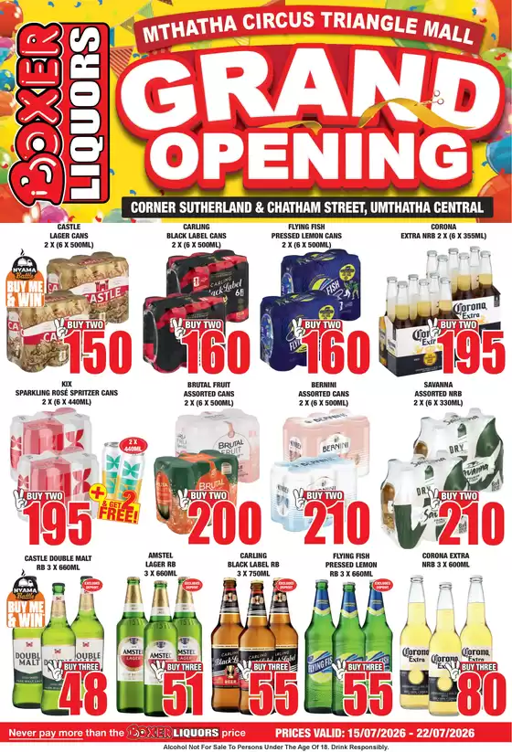 Boxer Liquors catalogue | Mthatha Circus Triangle Mall Liquor Grand Opening | 2026-07-15T00:00:00.000Z - 2026-07-22T00:00:00.000Z