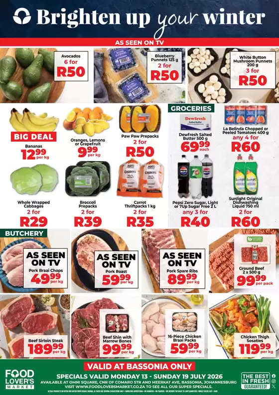 Food Lover's Market catalogue in Groblersdal | Bassonia - 13 - 19 July 2026 | 2026-07-12T00:00:00.000Z - 2026-07-19T00:00:00.000Z