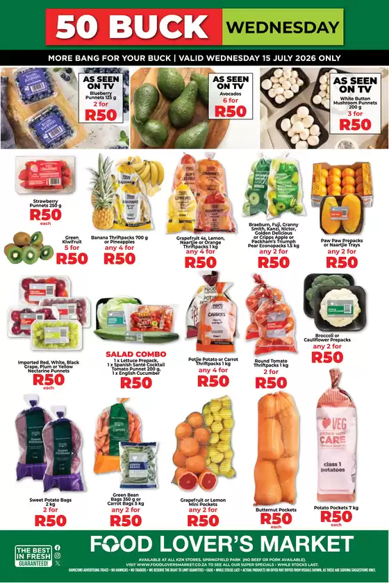Food Lover's Market catalogue in Groblersdal | KwaZulu-Natal R50 Buck Wednesday 15 July 2026 | 2026-07-14T00:00:00.000Z - 2026-07-15T00:00:00.000Z