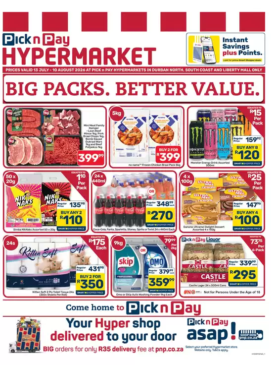 Pick n Pay Hypermarket catalogue in Ficksburg | Hypermarket Bulk Specials | 2026-07-13T00:00:00.000Z - 2026-08-10T00:00:00.000Z