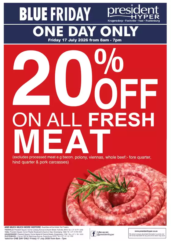 President Hyper catalogue in  | Blue Friday 20 Off All Meat | 2026-07-17T00:00:00.000Z - 2026-07-17T00:00:00.000Z