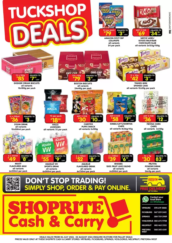 Shoprite catalogue in Montagu | Shoprite Cash Carry Tuckshop Deals Exclusive Gauteng 6 July - 2 August | 2026-07-05T00:00:00.000Z - 2026-08-02T00:00:00.000Z