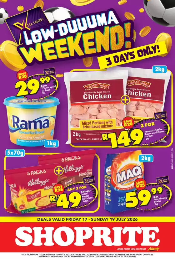 Shoprite catalogue in Worcester | Shoprite Low Price Lowduuuma Weekend Deals 17 July - 19 July | 2026-07-15T00:00:00.000Z - 2026-07-19T00:00:00.000Z