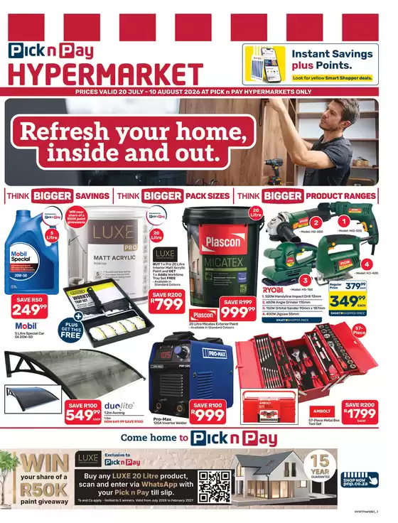 Pick n Pay Hypermarket catalogue | Hypermarket DIY Specials | 2026-07-20T00:00:00.000Z - 2026-08-10T00:00:00.000Z