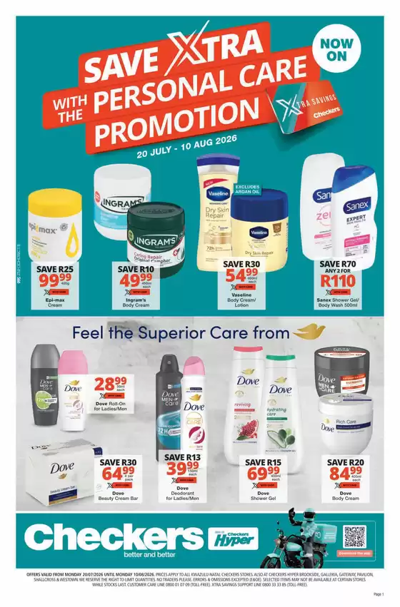 Checkers catalogue in Elliotdale | Checkers Personal Care Promotion 20 July - 10 August | 2026-07-19T00:00:00.000Z - 2026-08-10T00:00:00.000Z