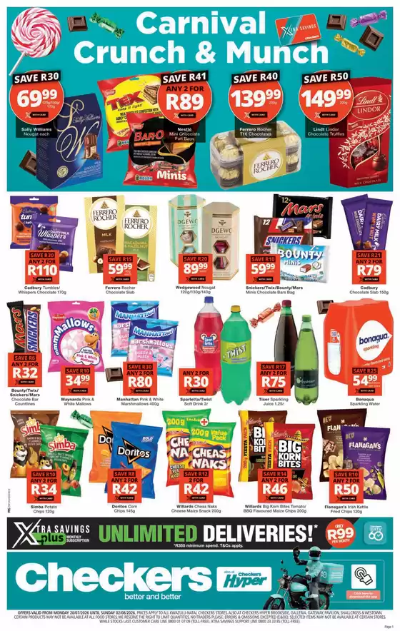 Checkers catalogue in Elliotdale | Checkers Sweets Carnival Promotion 20 July - 2 August | 2026-07-19T00:00:00.000Z - 2026-08-02T00:00:00.000Z