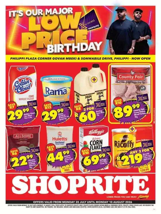 Shoprite catalogue in Umhlanga Rocks | Shoprite Major Deals Store Opening Philippi 20 July - 10 August | 2026-07-19T00:00:00.000Z - 2026-08-10T00:00:00.000Z