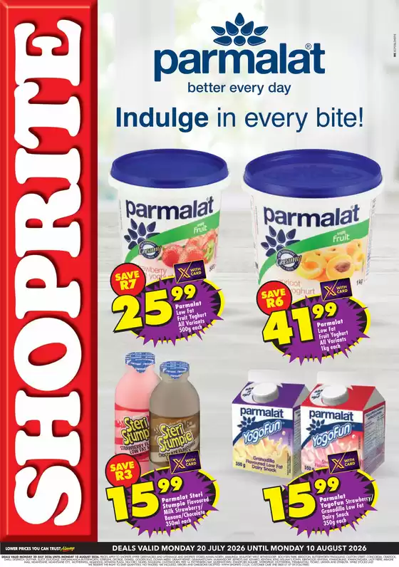 Shoprite catalogue in Umhlanga Rocks | Shoprite Parmalat Dairy Savings Eastern Cape 20 July - 10 August | 2026-07-19T00:00:00.000Z - 2026-08-10T00:00:00.000Z