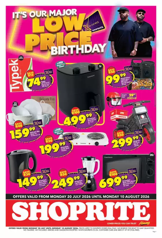 Shoprite catalogue in Umhlanga Rocks | Shoprite Major Essentials 20 July - 10 August | 2026-07-19T00:00:00.000Z - 2026-08-10T00:00:00.000Z