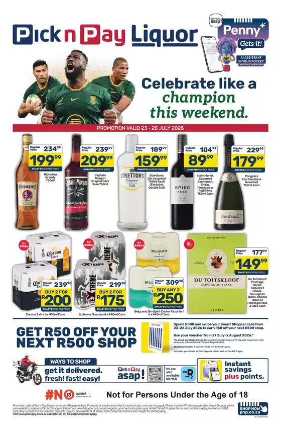 Pick n Pay catalogue | Pick n Pay Weekend Liquor Specials | 2026-07-23T00:00:00.000Z - 2026-07-26T00:00:00.000Z