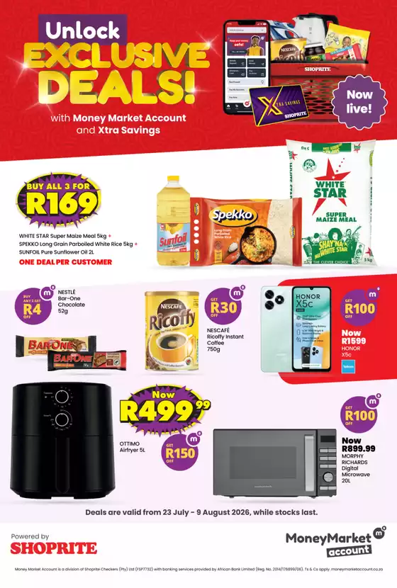 Shoprite catalogue in Kraaifontein | Shoprite Money Market Exclusive Xtra Savings 23 July - 10 August | 2026-07-22T00:00:00.000Z - 2026-08-10T00:00:00.000Z