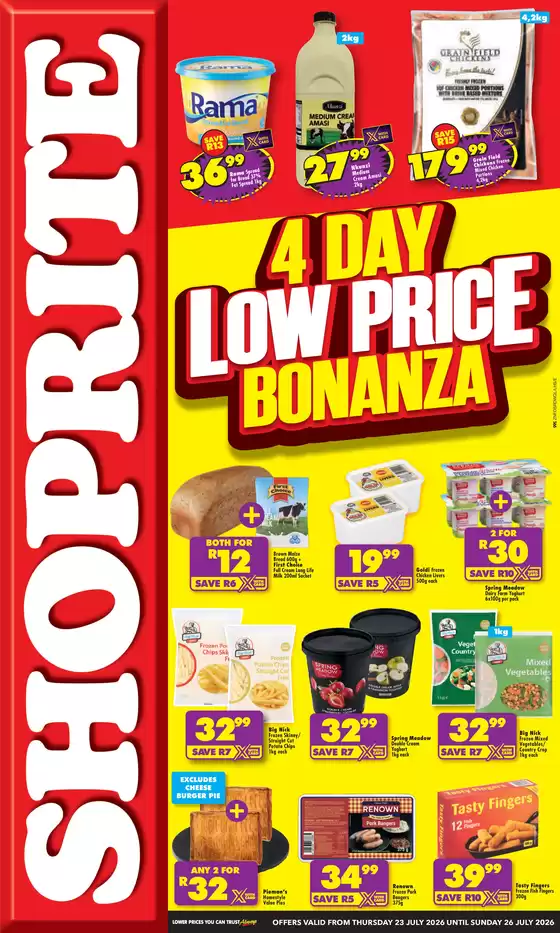 Shoprite catalogue in Kraaifontein | Shoprite Low Price Bonanza KwaZulu-Natal 23 July - 26 July | 2026-07-22T00:00:00.000Z - 2026-07-26T00:00:00.000Z