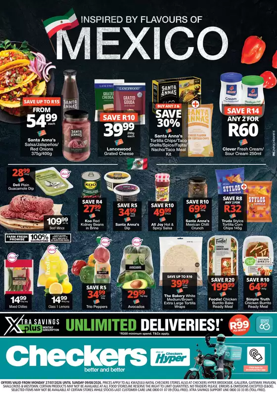 Checkers Hyper catalogue in Umhlanga Rocks | Checkers Flavours Of Mexico Promotion 27 July - 9 August | 2026-07-26T00:00:00.000Z - 2026-08-09T00:00:00.000Z