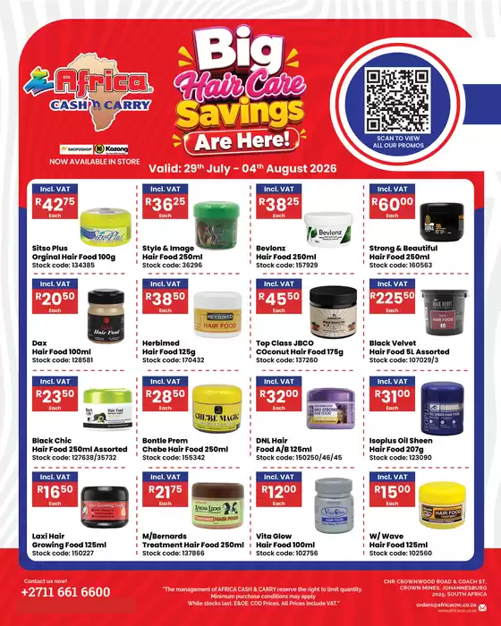 Africa Cash & Carry catalogue in Durbanville | Wednesday Promo | 2026-07-29T00:00:00.000Z - 2026-08-04T00:00:00.000Z