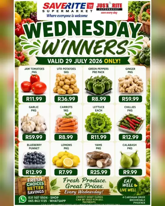 Saverite catalogue in Lenasia | Wednesday Winners | 2026-07-29T00:00:00.000Z - 2026-07-29T00:00:00.000Z