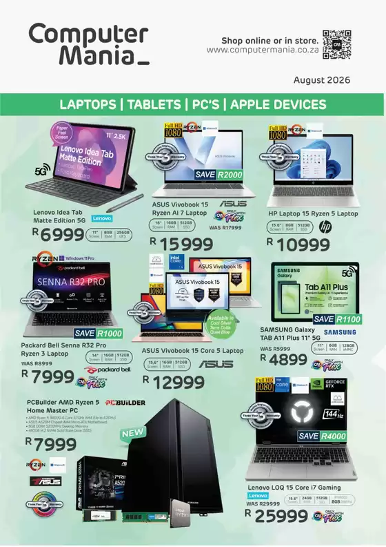 Computer Mania catalogue | Computer Mania Laptops, Tablets, Pc's, Apple Devices | 2026-08-03T00:00:00.000Z - 2026-08-31T00:00:00.000Z