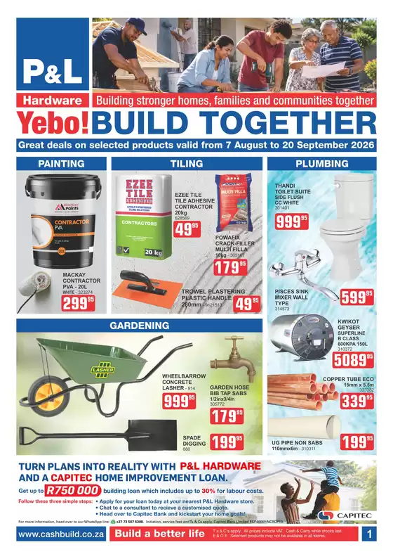 Cashbuild catalogue in Modimolle | Great offer for all customers | 2026-08-07T00:00:00.000Z - 2026-09-20T00:00:00.000Z