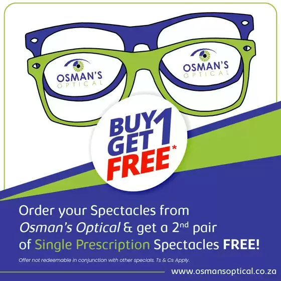 Osman's Optical catalogue | Buy 1 Get 1 Free | 2026-08-06T00:00:00.000Z - 2026-08-20T00:00:00.000Z