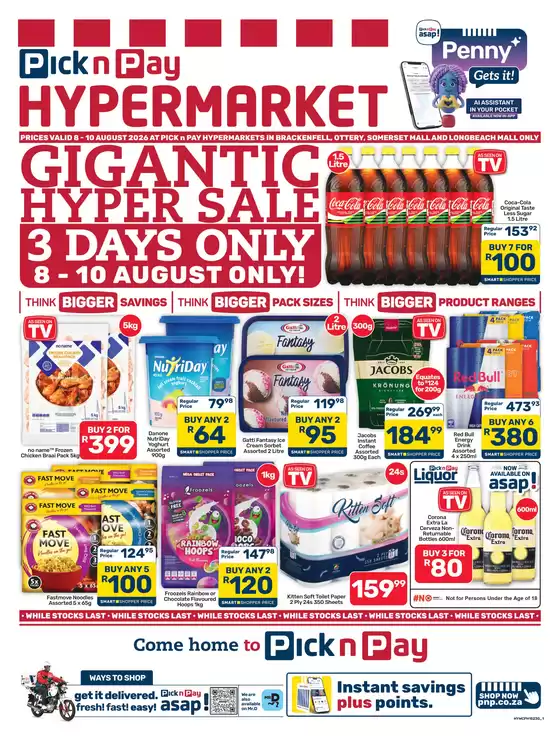 Pick n Pay Hypermarket catalogue | Hypermarket Gigantic Sale Specials | 2026-08-08T00:00:00.000Z - 2026-08-10T00:00:00.000Z