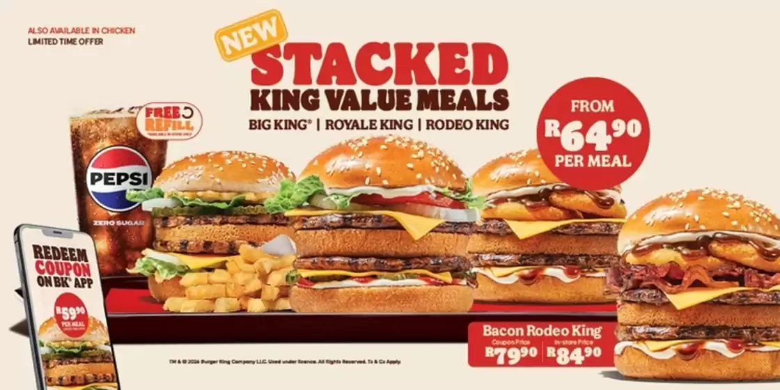 Burger King catalogue in Parow | Stacked King Value Meals | 2026-08-11T00:00:00.000Z - 2026-08-31T00:00:00.000Z